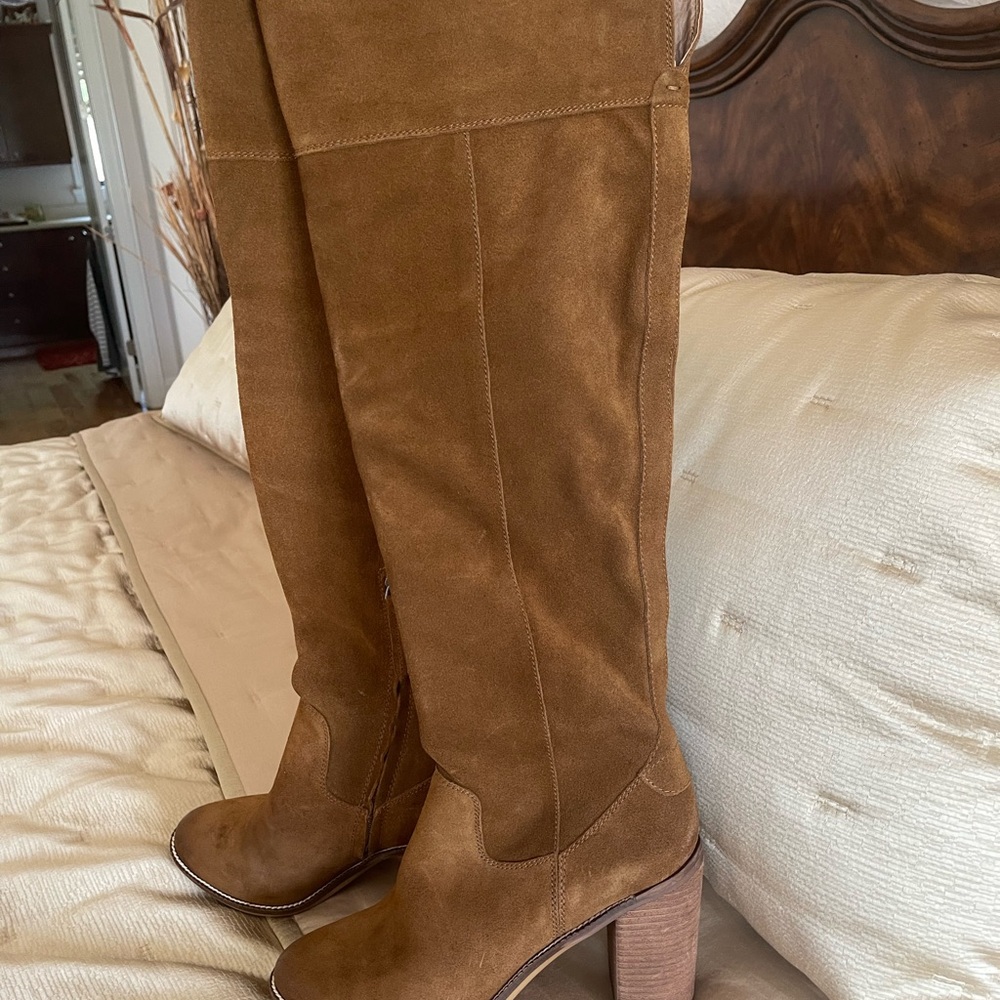 Brown Suede Knee-High Boots